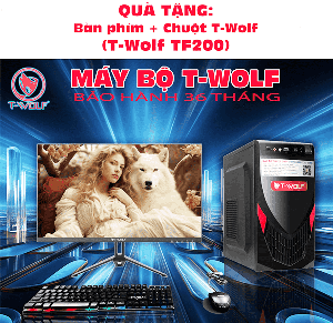 Bộ máy HỌC TẬP & VĂN PHÒNG T-WOLF TW01 (H61R8S256L22i3-3240) Main T-WOLF H61, CPU Intel Core i3-3240, Ram DDR3 KINGMAX 8GB/1600, SSD T-Wolf TW-S256M, Nguồn T-Wolf 600W ATX (220W), LCD T-Wolf TW-F22VFHD75 + Tặng Combo Keyboard+Mouse T-WOLF TF200